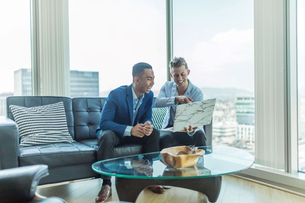 A team member building a relationship with a client.